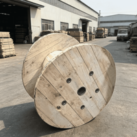 Bobines de câbles en bois massif à base stable, portables pour site industriel, grande capacité, pour le stockage et le déroulement de câbles