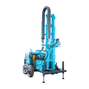 300 M Water Well Rig Portable Wheeled Pneumatic Borehole Deep Water Well Drilling Rig Machine Drilling Rig