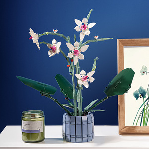 Zuanma Orchid Flower Plastic <b>Building</b> <b>Block</b> Set 400-800 Pieces High Simulation Potted Plant Desktop Ornament Birthday Gift - Product Image 4