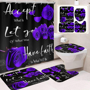 Black Roses Faith Quote Polyester <b>Shower</b> Curtain <b>Bathroom</b> Curtain Custom Digital Printed Polyester <b>Shower</b> Curtain Wholesale - Product Image 2