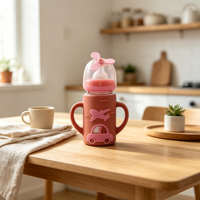 Bouteille d'alimentation en verre pour nouveau-né sans BPA avec couvercle isolant en silicone et antidérapant Matériel sûr Facile à nettoyer