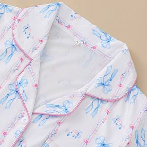 <span class=keywords><strong>Pyjama</strong></span> Femme Nouveauté Saint-Valentin Personnalisé à Vente Chaude, Ensemble Maison Imprimé Rose et Nœud, Col Revers - Product Image 2