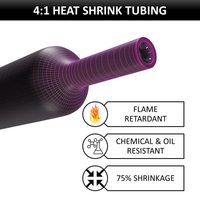 Gaine thermorétractable en polyoléfine noire ZH-DWT-4X 4 pieds de long rapport 4:1 isolation de manchon de câble de tube rétractable industriel avec de la colle