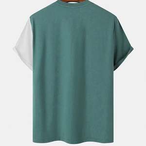 Camiseta de Verano para Hombre, Estilo Holgado, Manga Corta, Color Sólido, Informal, Lisa, Tejido Fino, 100% Algodón Ecológico - Product Image 3