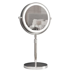 <strong>Chrome</strong> Desktop <strong>Magnifying</strong> Makeup <strong>Mirror</strong> with Personalized 3 Color LED Lighting Beauty Cosmetic <strong>Mirror</strong> for Makeup - Product Image 2