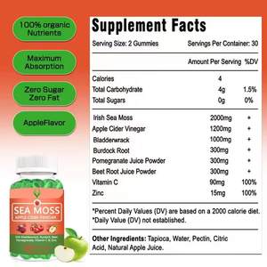 Gummies de mousse de mer de qualité supérieure avec vinaigre de cidre de pomme formule naturelle mélange 8 en 1 améliorer l'immunité améliorer le métabolisme approvisionnement en santé - Product Image 2