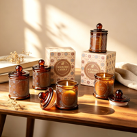 Bougies parfumées artisanales en cire de soja naturelle dans un bocal en verre ambré à motifs vintage, décoration de maison pour les fêtes et Pâques, boîtes cadeaux