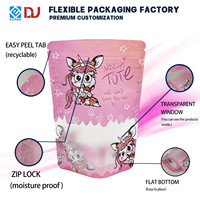 Sachet refermable écologique et recyclable en PE mono pour bonbons, chewing-gums et aliments pour animaux, avec fenêtre motif licorne de dessin animé