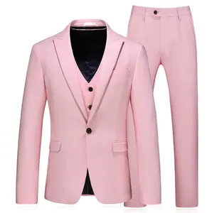 Benutzerdefinierte fashion solid rosa kerb kragen männer smoking anzug
