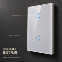 Interrupteur tactile intelligent WiFi/Zigbee Tuya Android 10A 2 gangs avec panneau en verre trempé, contrôle par application, 120x72x38mm, vente en gros sur mesure