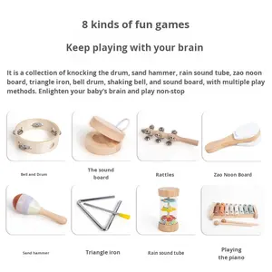 Instrumentos de Percusión de Madera Orff, Juego Completo de 6 Piezas, Educativo, Martillo de Arena, Sonajeros, Pandereta de Piel de Oveja, Castañuelas, Jardín de Infancia - Product Image 4