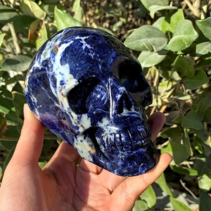 1 chiếc đầu lâu Sodalite lớn màu xanh - Đá pha lê chạm khắc, phong cách Bohemian, đồ sưu tầm để trang trí nhà cửa - Product Image 6