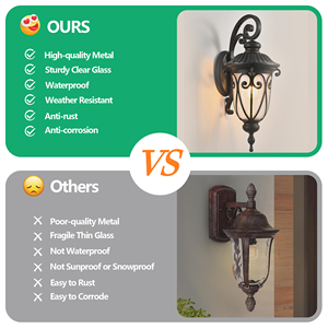 Grandi luci da esterno, lanterne nere da esterno da 23 pollici impermeabili per il portico anteriore per il controllo dell'interruttore della luce del balcone del Garage - Product Image 3