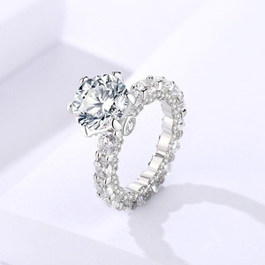 <span class=keywords><strong>Damila</strong></span> 4 Karat S925 Sterling Silber weiblicher Ring Fort geschrittener Vorschlag Sechs-Klauen-Mosambik-Design mit vollen Zirkon-Moissanit-Ringen - Product Image 2