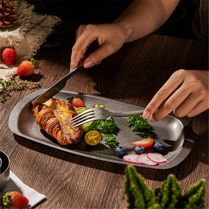 Placas de almacenamiento de acero inoxidable Snow Peak con oreja Anti-escaldado Snack Steak Buffet Platos Plato de lado ancho profundo Sevring para mesa - Product Image 3