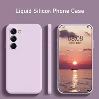 Coque de téléphone officielle en silicone liquide pour Samsung S25 Ultra Plus S24FE A06 A16 A36 A56 couverture arrière antichoc Funda