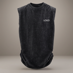 Débardeurs de sport respirants en maille sans manches pour hommes, personnalisables avec logo – Matière polyester/coton – Vente en gros - Product Image 2