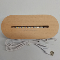 Lampe de nuit LED à intensité variable en acrylique 3D avec base en bois de hêtre, interrupteur à bascule, pour salon et maison - Vente en gros