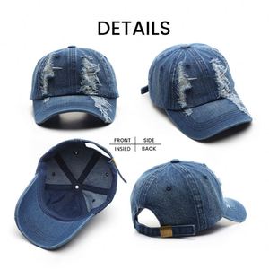 Nueva Tendencia, Gorras de Béisbol de Alta Calidad, 6 Paneles, Unisex, Estilo Desgastado, Tela Vaquera, Talla Ajustable, Gorra de Béisbol Lisa Sin Estructura - Product Image 2