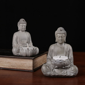 Decoración de paisaje, candelabro para sala de estar, patio de casa, <span class=keywords><strong>Buda</strong></span> Zen chino, artesanías de resina, adornos de escritorio de personajes - Product Image 4