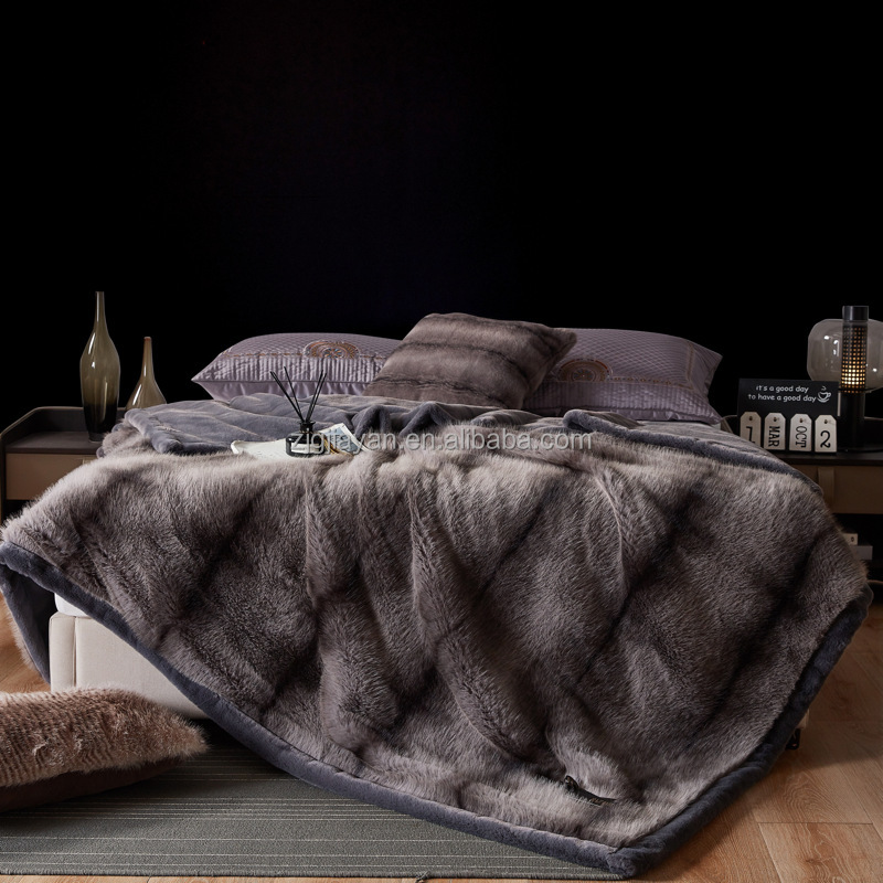 豪華なユキヒョウファンシーフェイクファーブランケットスロー