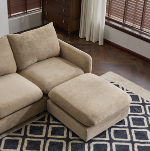 Canapé modulaire en velours en forme de L, 3 pièces, combinaison libre, avec ottoman - Product Image 4