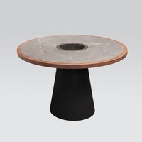 Ensemble de banquettes de restaurant modernes en cuir de luxe léger, demi-circulaires et incurvées, avec table à fondue, pour usage commercial
