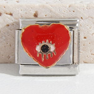 Italian Modular Evil Eye Charm Bracelet Unisex Zinc Alloy Heart Shape Jewelry Gift Accessory Chain - Product Image 3