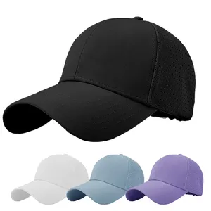 Chapéus de beisebol unissex de malha plana personalizados para acampamento, chapéus vintage de malha com pico, chapéus de beisebol com logotipo de designer