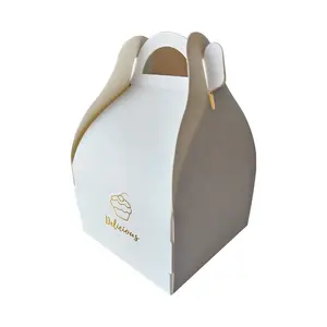 ZY Packaging caixa de bolo de papelão branca de marca dobrada, mini bolos de padaria, recipientes à prova de óleo de qualidade alimentar, caixa de torta com preço baixo de fábrica