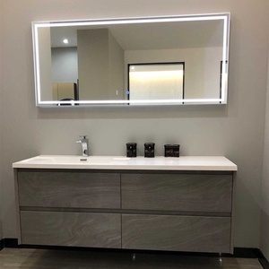 Meuble de salle de bain intelligent en chêne avec lavabo mural design nordique, combinaison lavabo pour se laver les mains et le visage, export - Product Image 3