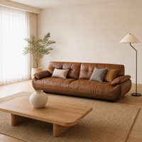 Sofá de Cuero Italiano Minimalista de Lujo Ligero, Conjunto Seccional Moderno para Sala de Estar, Cuero Duradero Cloud, Diseño Recto Art Sailboat