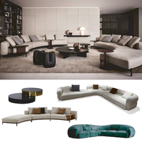Leicht Luxuriöser Stil Runder Couchtisch-Set Ausziehbarer Couchtisch mit Edelstahlrahmen Moderne Wohnzimmermöbel