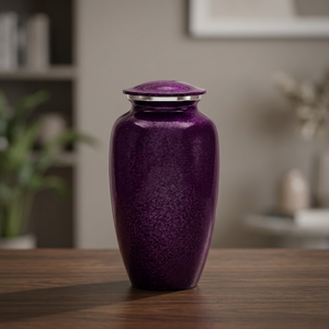 Urne funéraire en métal violet gravée, récipient commémoratif, design personnalisé, 200 pouces cubes, souvenir funéraire - Artisanat indien - Product Image 1