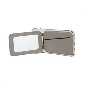 OEM Custom PU Leather MagSafe Magnetic Phone <b>Wallet</b> Stand Credit Card <b>Holder</b> with Makeup Mirror Printing Embossing Logo - Product Image 1