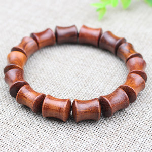 สร้อยข้อมือไม้ไผ่ลายไม้โรสวูด 12x15 มม. 14 เม็ด เครื่องประดับสไตล์ชาติพันธุ์สำหรับผู้ชายและผู้หญิงสวมใส่ได้ทุกวัน - Product Image 3