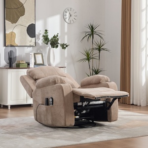 Fauteuil de massage pivotant à 360° de luxe moderne avec chaleur, inclinable électrique, télécommande, porte-gobelets et poches de rangement pour la maison - Product Image 2