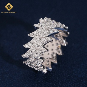 แหวนเพชรคิวบันลิงค์จาก ZUANFA JEWELRY เพชรเลี้ยงในห้องปฏิบัติการ เงินแท้ 925 ประดับเพชรแบบไมโครเพฟ สไตล์ฮิปฮอป วงแหวนหน้ากว้าง - Product Image 2