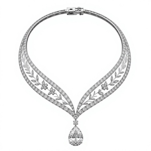 Collier en argent 925 plaqué or avec pendentif goutte d'eau en moissanite, bijou vintage pour femme, idéal pour une fête ou comme cadeau - Product Image 1