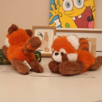 Peluche Panda Rouge Réaliste en Stock, Jouet en Peluche Doux, Poupée en Peluche Courte Remplie de Coton PP, Cadeau pour Enfants, Décoration Maison