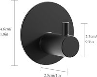 Crochets de douche Yilan autocollants sans trace, lot de 4, noirs, ronds, à fixation murale, durables, modernes, en acier inoxydable, pour serviettes et vêtements