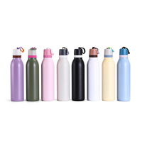 Thermos isotherme en acier inoxydable de couleur macaron 540 ml 710 ml avec logo personnalisé, bouteille d'eau avec couvercle et sangle pour le sport et le camping