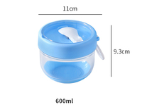 Mengyi WSD-ZC-01 Contenant alimentaire portable en plastique transparent de 600 ml, design classique, pour la conservation de la fraîcheur et la cuisson à la vapeur