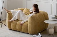 Chaise longue moderne en tissu et mousse compressée pour appartement, atelier, salon, chambre, salle à manger, hôtel