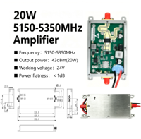 Amplificateurs de puissance RF 20W 5150-5350MHz, amplificateur GAN 43dBm 20W 5.1GHz 5.2GHz 5.3GHz 5.1-5.3GHz 5200MHz 5300MHz, modules PA sans fil