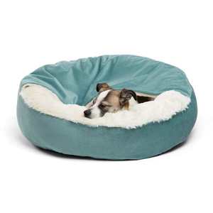 Weiches, abnehmbares und waschbares Donut-Hundebett mit Kapuzendecke für kleine Hunde – beruhigendes Reisebett für Haustiere - Product Image 1