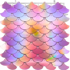 Fish scale design Sector Grid Panel Interlocking 3d Panels Backdrop Sequin Shimmer Wall For Wedding Birthday Party Decoration