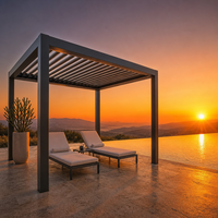 Pergola moderne en aluminium avec toit à lames motorisées, éclairage LED, télécommande intelligente pour balcon de luxe, cour, patio, ombrage extérieur, décoration