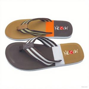 Sandalias Casuales de Hombre Nicecin con Logotipo Personalizado, Diseño de Combinación de Colores Elegante, Tiras de Tela a Rayas, Chanclas Antideslizantes para la Playa - Product Image 2