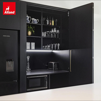 Allandgroup - Services de conception gratuits - Armoire de cuisine noire en contreplaqué laqué avec portes murales en MDF de luxe